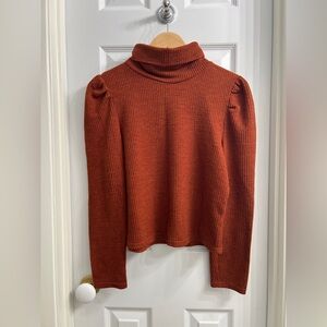 Kontrol Dark Orange Cropped Sweater – Puff Sleeve – Size M